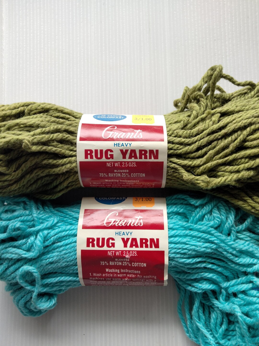 2 Skeins Vintage Grants Heavy Rug Yarn Turg.icing,lt.avocado - Etsy