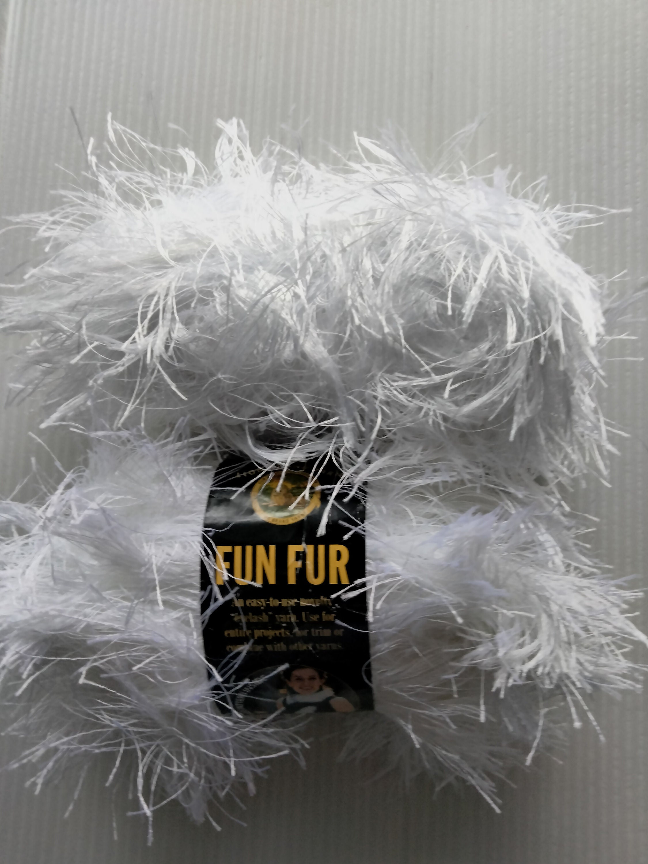 2 Skein Lion Brand Fun Fur Yarn White 