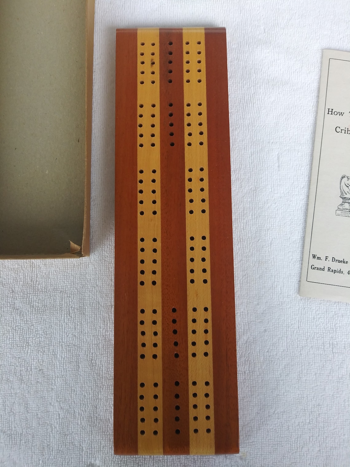Vintage Wooden Cribbage Board Six Pegs Etsy