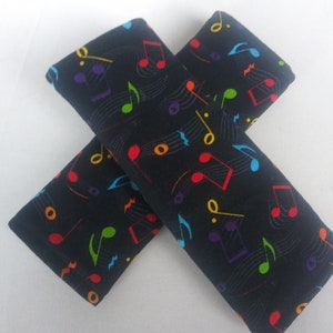 Luggage Handle Wrap Set of 2,Multicolored music notes on black background