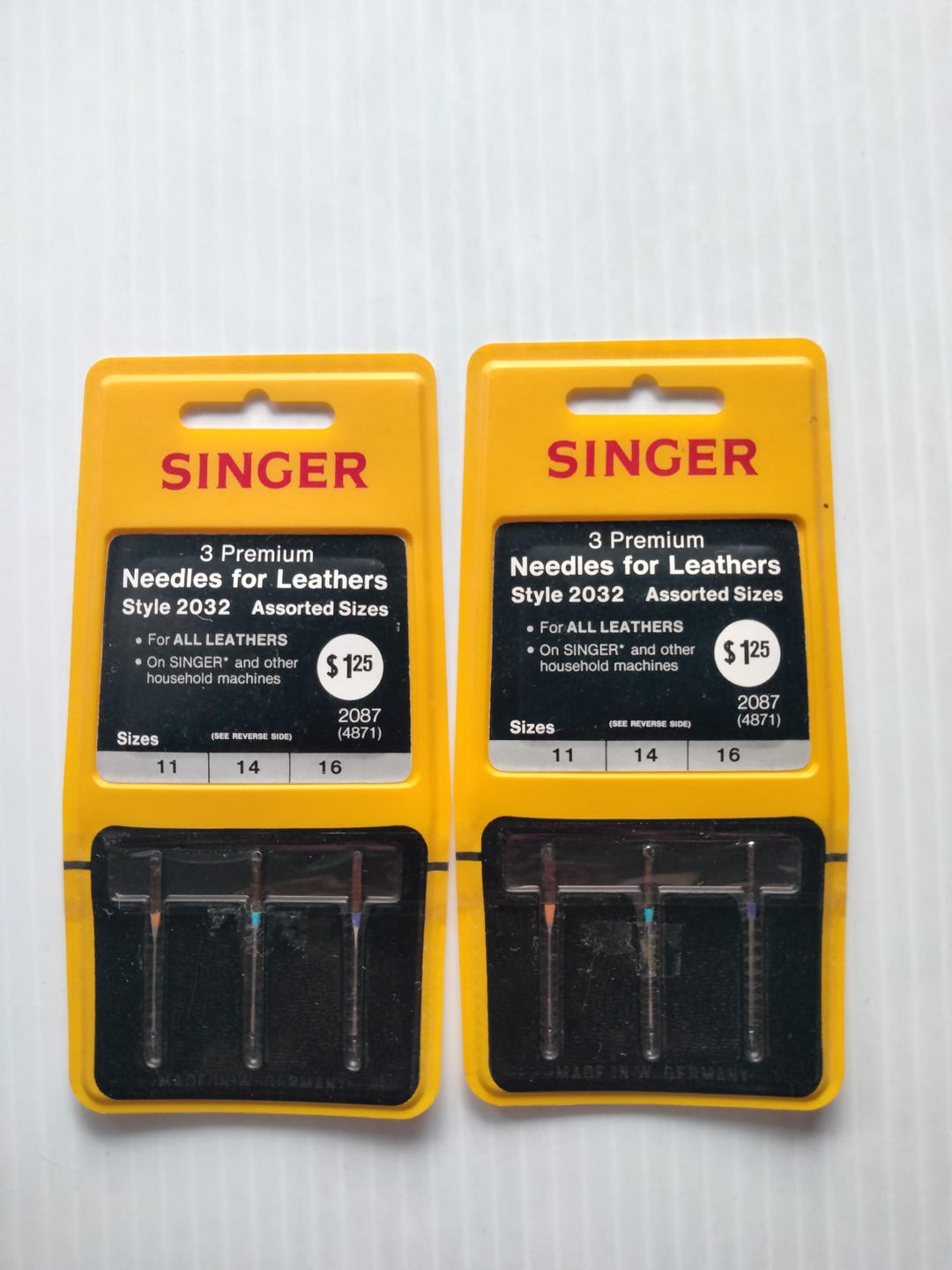 2 Vintage Package Singer Machine Needles for Leathers Style 2032 ...