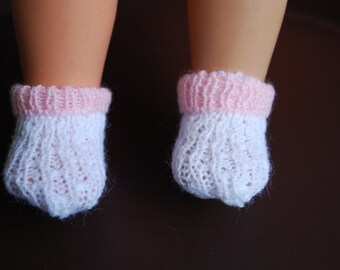 4  pair White/Pink doll socks for 15"  Doll