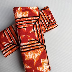 Luggage Handle Wrap Set of 2, Orange,Black and Red patterned