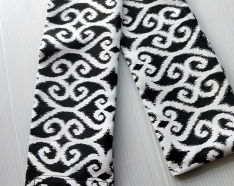 Door Draft Stopper/Door snake/Draft Stopper/Window Draft Stopper/ Black and White Fabric Swirly Pattern