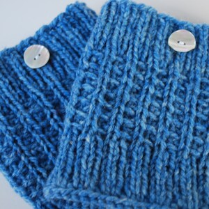 Crochet light blue Boot Cuffs with button image 1