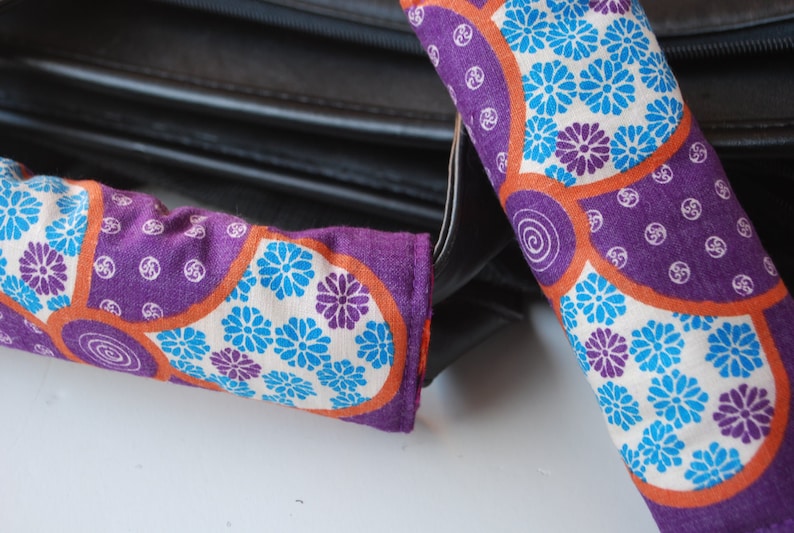 Luggage Handle Wrap Set of 2 Floral pattern on a purple Etsy