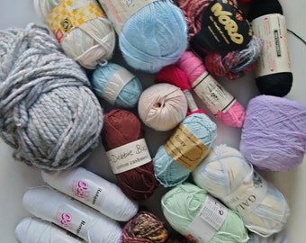 2.5 lbs Mixed Yarn Variety: Wool, Cotton, Acrylic Destash