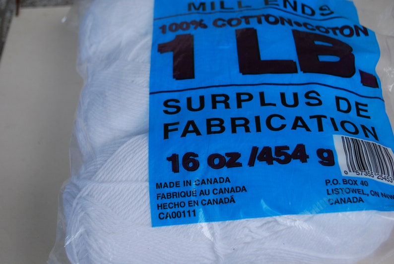 1 lb factory mill ends Cotton Yarn White 3 Balls . made in Etsy