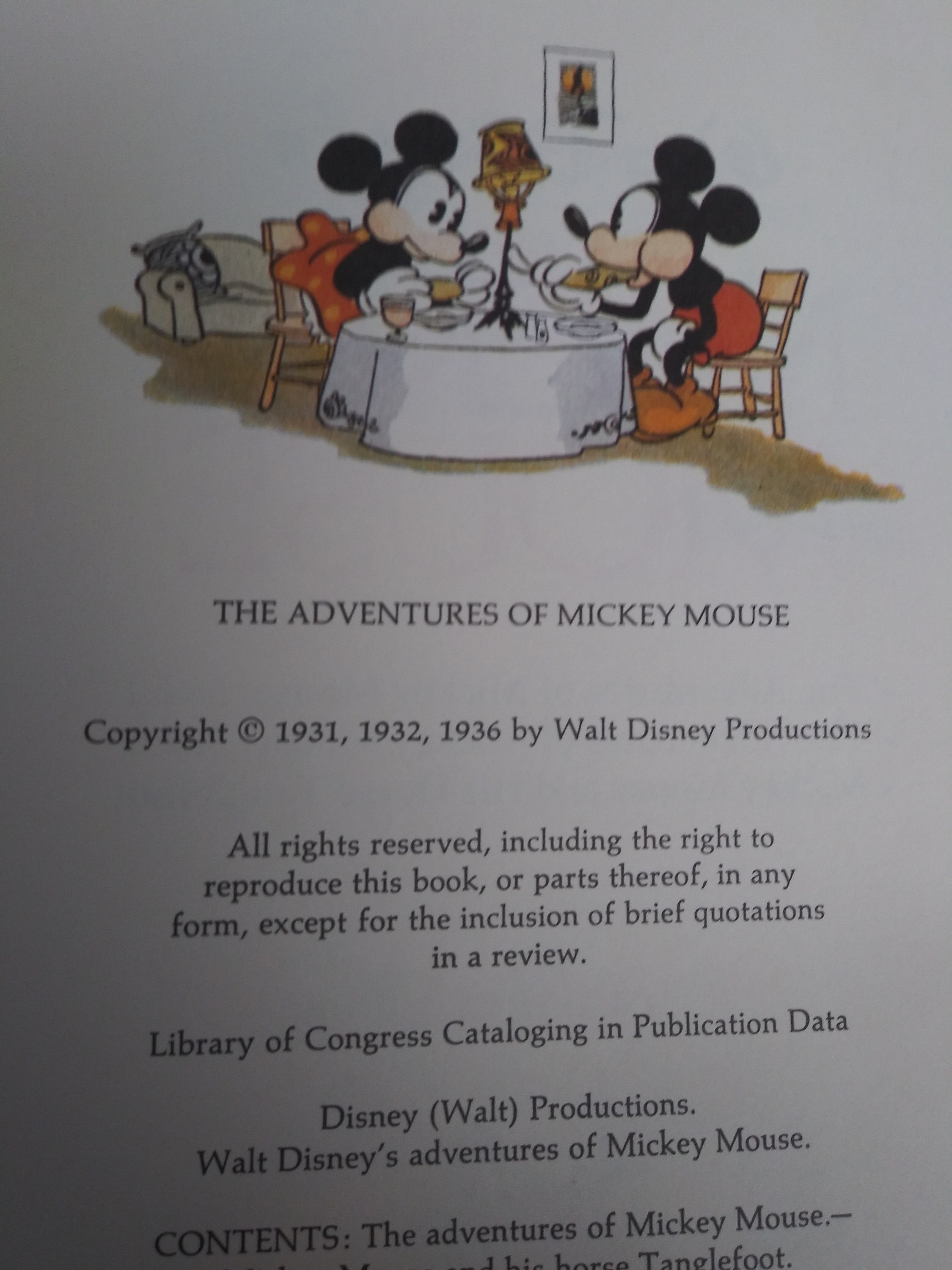 Vintage Book Walt Disney's Adventures of Mickey Mouse 50th