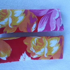 Luggage Handle Wrap Set of 2,Rose floral pattern on red background.