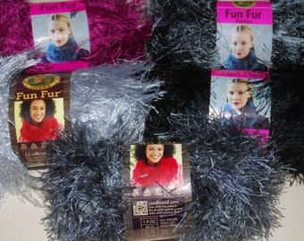 1 skein Lion Brand Fun Fur Yarn, Choose your color.