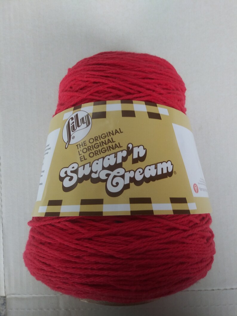14 oz. Lily Sugar'n Cream 100 Cotton Yarn/cone/Red Etsy