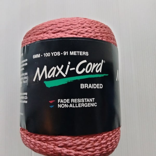 Braided Maxi-Cord Polypropylene Macrame cord 6 MM 100 Yards.Vintage yarn.Dusty Rose