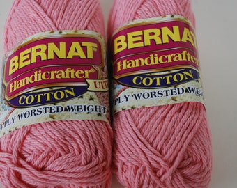 2 skeins Bernat Handicrafter Cotton Yarn french rose