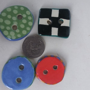 4 pieces Vintage Ceramic button handmade