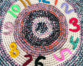 Clock Rug Multicolor handmade circle rug children's rug