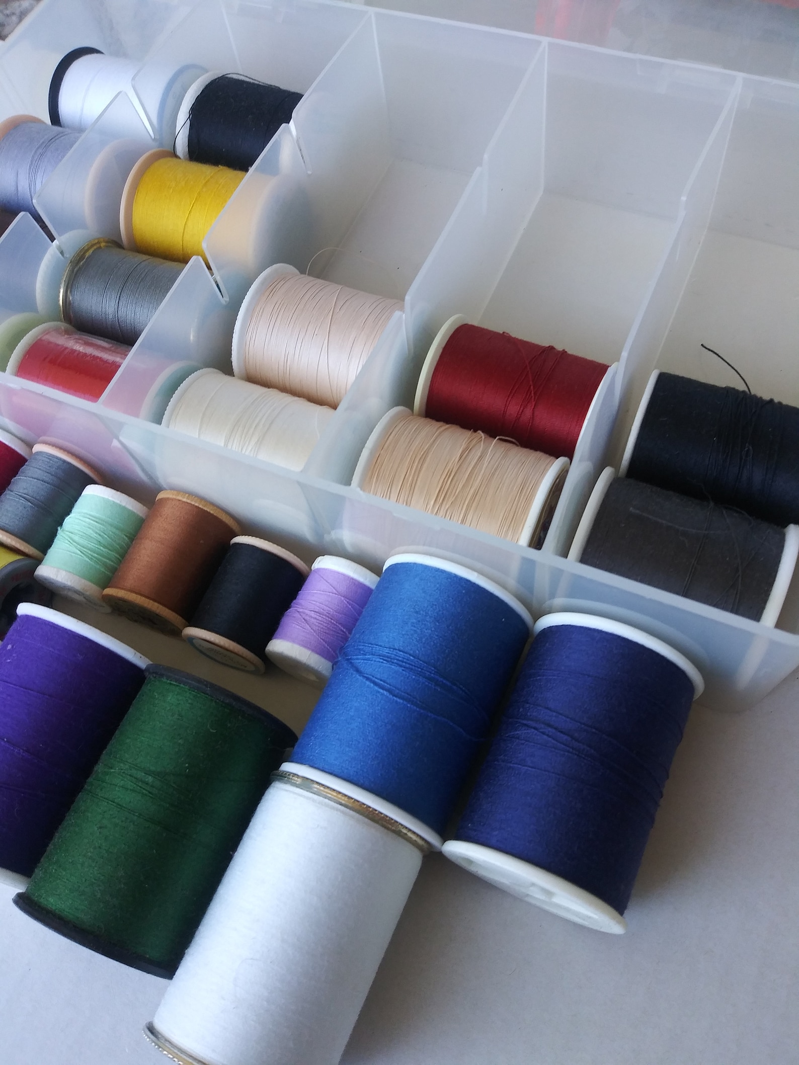 Thread Box With 29 Spools of Sewing Thread Assorted Colors Etsy