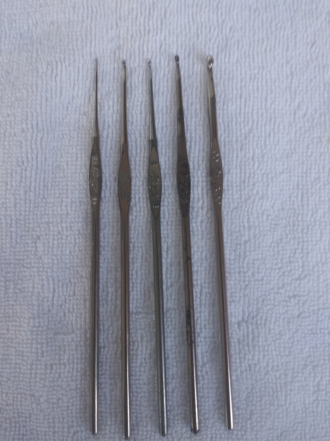 5 Crochet Hooks Steel Vintage Crochet Hooks Boys Etsy