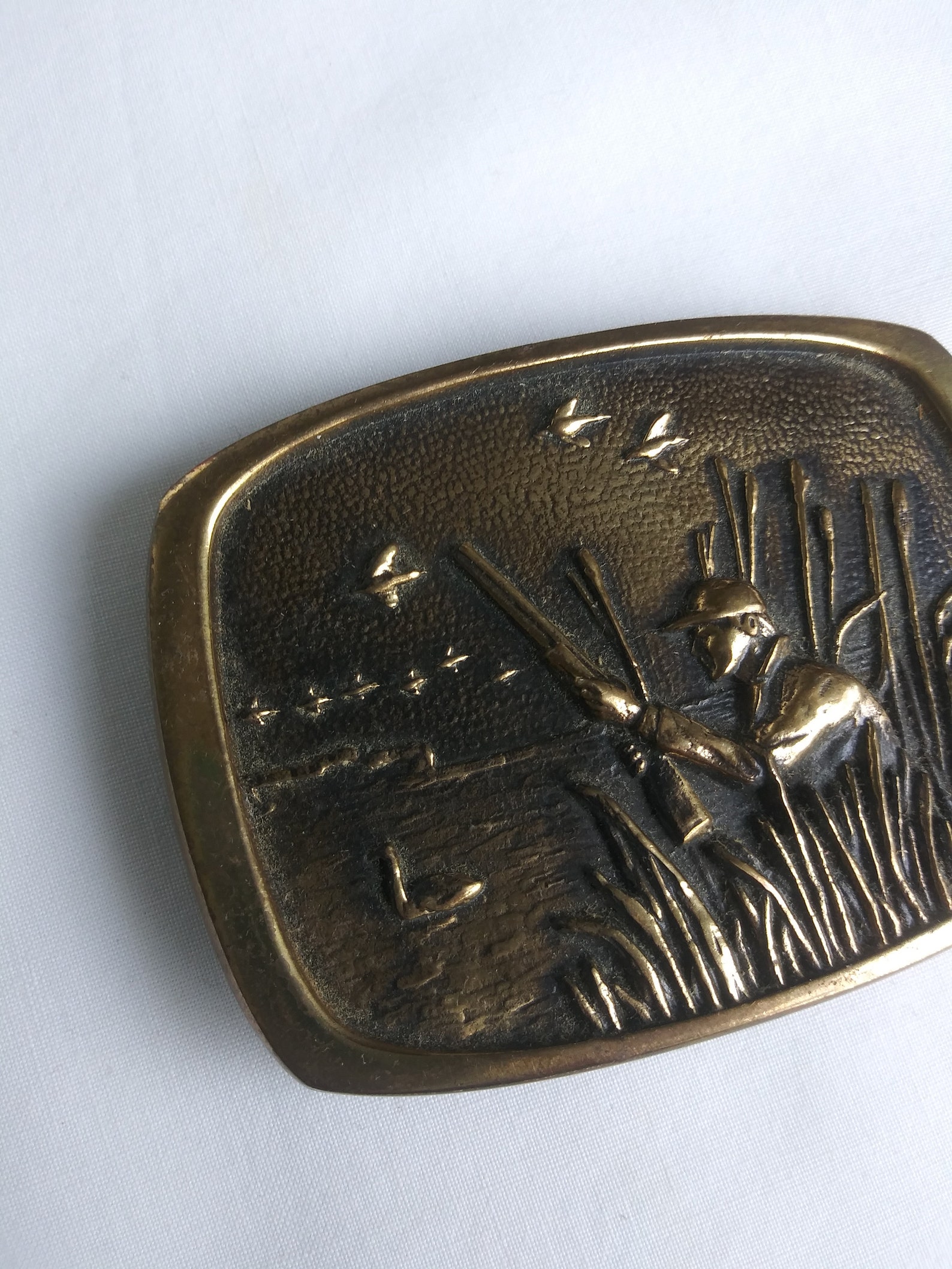 Vintage Solid Brass Hunter Duck Belt Buckle Metal Etsy Polska