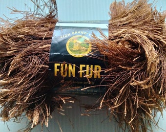 1 skein Lion Brand Fun Fur  Yarn Chocolate