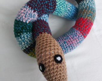 Door Draft Stopper/Door snake/Crochet Snake Toy Door Draft Stopper Multicolor Striped Snake, Crocheted Snake Toy