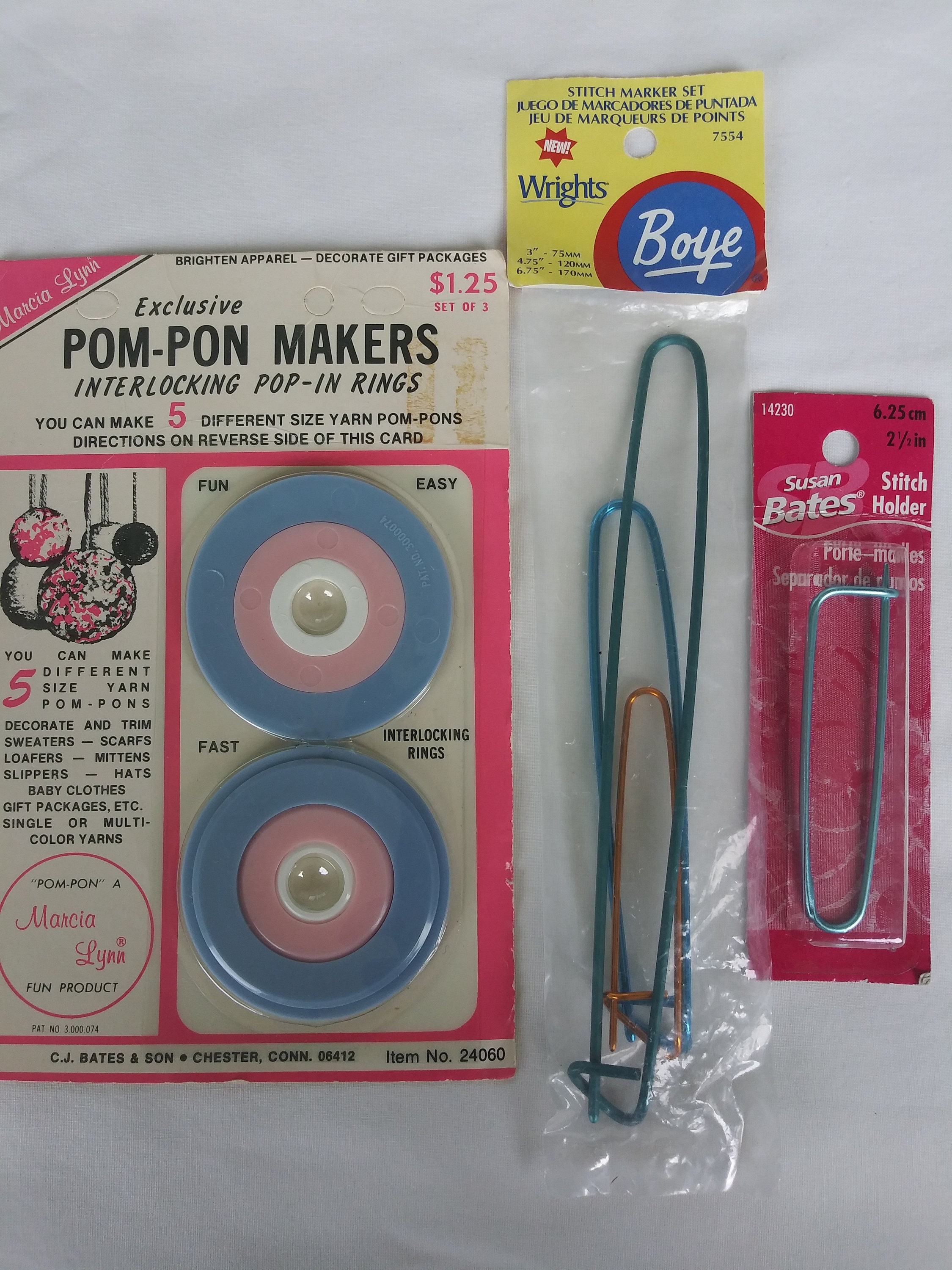 Vintage knitting set stitch holder and PomPon Makers Etsy