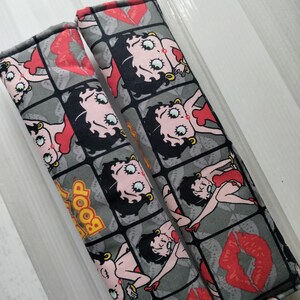 Betty Boop Car Seatbelt Covers: Handmade Cotton, Set of 2