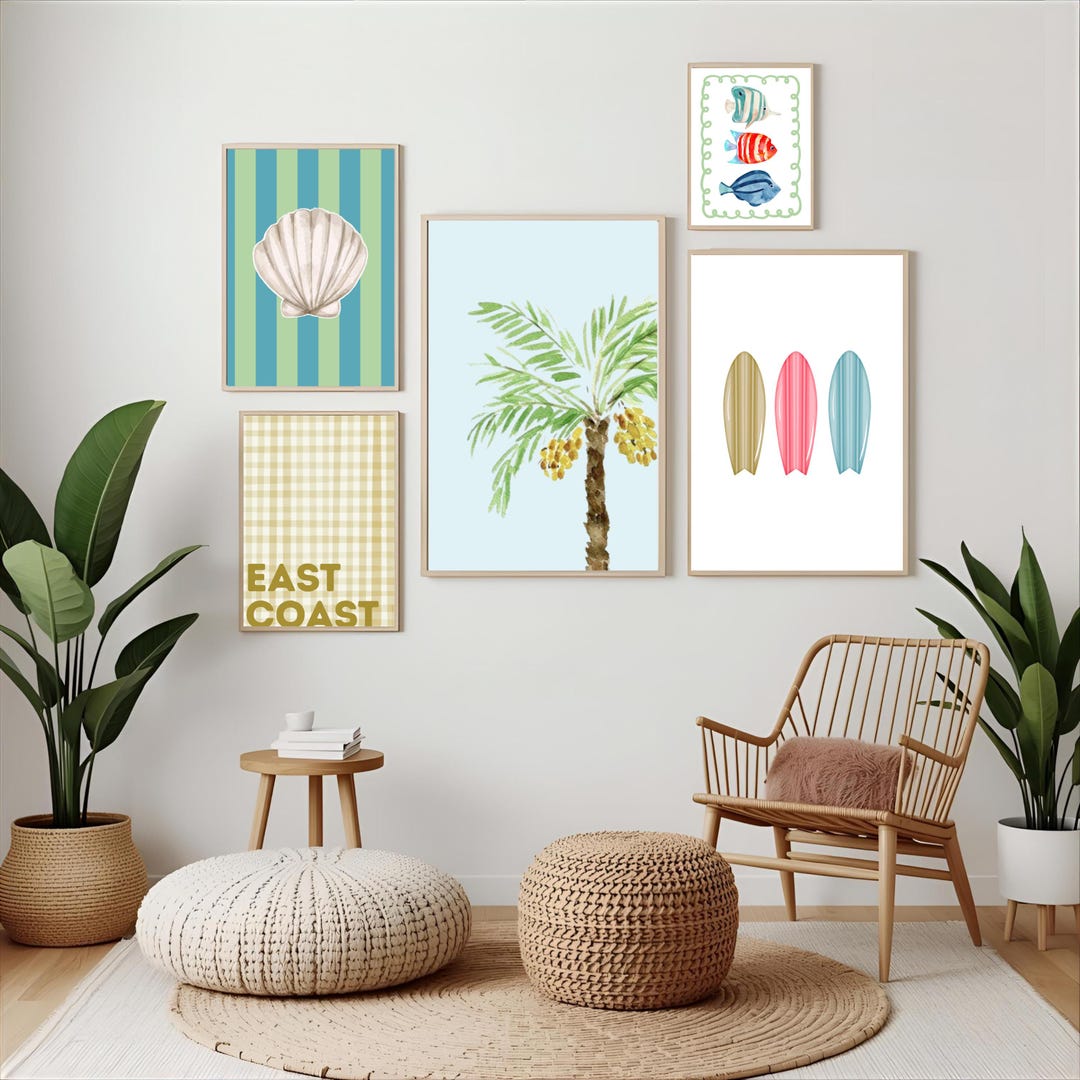 COASTLINE Beach Set of 5 Wall Prints - Digital Download - Etsy