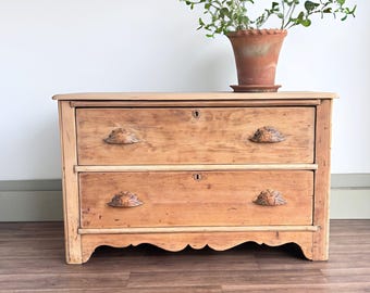Antique Pine Two-Drawer Chest: Knapp Joinery, Victorian Era Blanket Chest