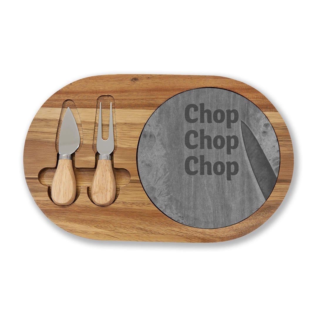 Engraved Acacia Wood Charcuterie Board With Slate & Cheese Knife Set - Etsy