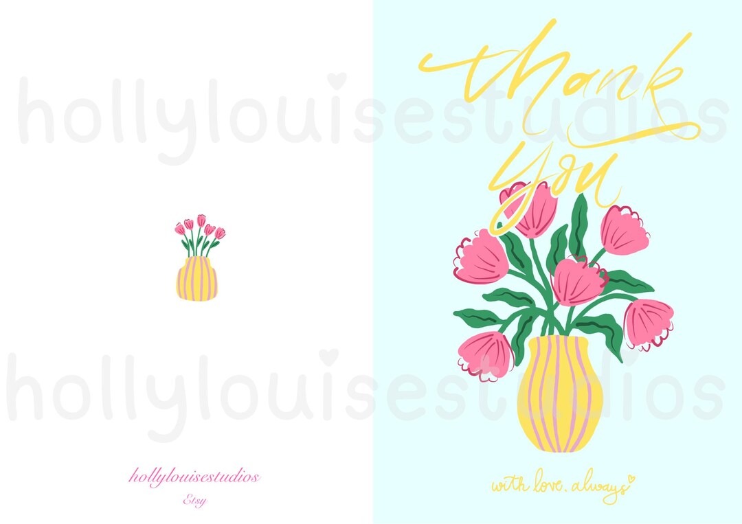 Floral Thank You Card Printable, A4 PNG Digital Download - Etsy Australia