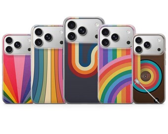 Coque de téléphone Retro Lines : coque de style vintage pour iPhone 17, 16Pro, 15, 14, 13, Samsung S25, S24, S23, S22, A16, A56, Pixel 10Pro