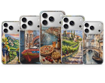 Italie Été Art Coque de téléphone Rome Paysage pour iPhone 17, 16Pro, 15, 14, 13, Samsung S25, S24, S23, S22, A16, A56, Pixel 10Pro