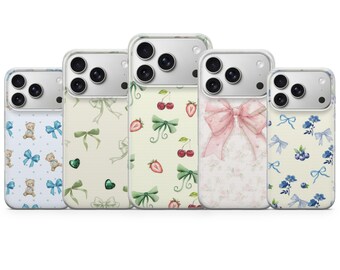 Coque Coquette Bow pour iPhone 17, 16Pro, 15, 14, 13, Samsung S25, S24, S23, S22, A16, A56, Pixel 10Pro