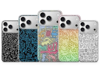 Coque de portable Keith Haring pour iPhone 17, 16Pro, 15, 14, 13, Samsung S25, S24, S23, S22, A16, A56, Pixel 10Pro