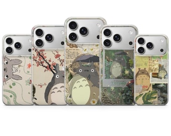 Totoro Phone Case Forest Collage Cover for iPhone 17, 16Pro, 15, 14, 13, 12, Samsung S25, S24, S23, S22, A16, A56, Pixel 10Pro