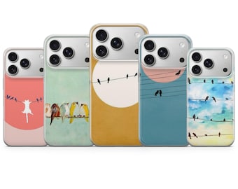 Coque de portable Birds On Wire pour iPhone 17, 16Pro, 15, 14, 13, 12, Samsung S25, S24, S23, S22, A16, A56, Pixel 10Pro, 9Pro
