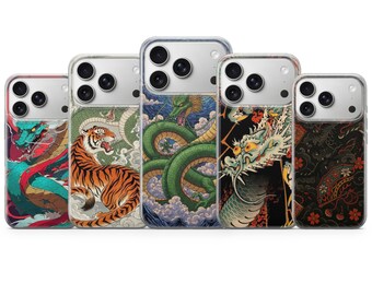 Coque de portable Dragon Dragon japonais pour iPhone 17, 16Pro, 15, 14, 13, Samsung S25, S24, S23, S22, A16, A56, Pixel 10Pro