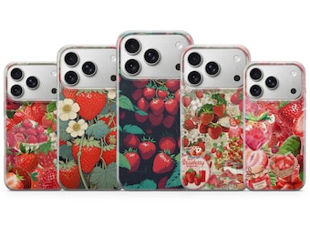 Coque de portable fraise Fruits d'été pour iPhone 17, 16Pro, 15, 14, 13, Samsung S25, S24, S23, S22, A16, A56, Pixel 10Pro