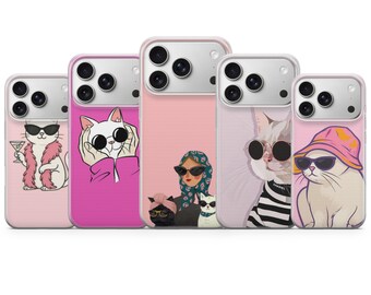 Coque esthétique chats mignons pour iPhone 17, 16Pro, 15, 14, 13, 12, Samsung S25, S24, S23, S22, A16, A56, Pixel 10Pro, 9Pro