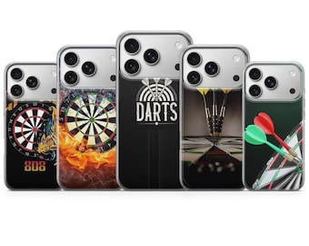 Bar Sport fléchettes Coque de portable Bulleye Fit pour iPhone 17, 16Pro, 15, 14, 13, 12, Samsung S25, S24, S23, S22, A16, A56, Pixel 10Pro, 9Pro
