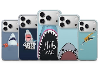 Coque de portable avec motif requin pour iPhone 17, 16Pro, 15, 14, 13, Samsung S25, S24, S23, S22, A16, A56, Pixel 10Pro