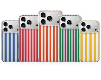 Coque de téléphone à rayures rétro couleur bonbon Y2K pour iPhone 17, 16Pro, 15, 14, 13, Samsung S25, S24, S23, S22, A16, A56, Pixel 10Pro