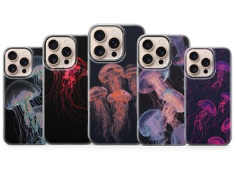Étui de téléphone esthétique Jellyfish Ocean Cover pour iPhone 17, 16Pro, 15, 14, 13, 12, Samsung S25, S24, S23, S22, A16, A56, Pixel 10Pro, 9Pro