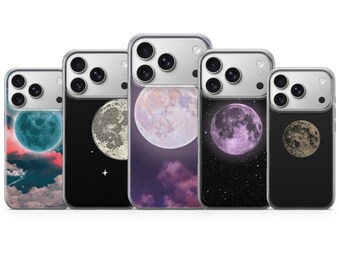 Coque de portable lune, étoiles célestes, pour iPhone 17, 16Pro, 15, 14, 13, 12, Samsung S25, S24, S23, S22, A16, A56, Pixel 10Pro, 9Pro