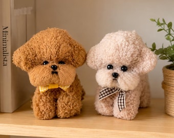 Cute Desk Decor, Handmade Pipe Cleaner Poodle Shelf Sitter, Whimsical Dog Decor, Tiered Tray Dog Figure