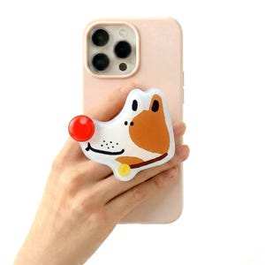 Acrylic Fidget Dog Adhesive Phone Grip with Spinning Nose