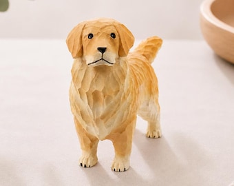 Golden Retriever Gift, Hand Carved Golden Retriever Figurine, Wooden Dog Gift for Dog Mom, New Puppy Christmas Gift