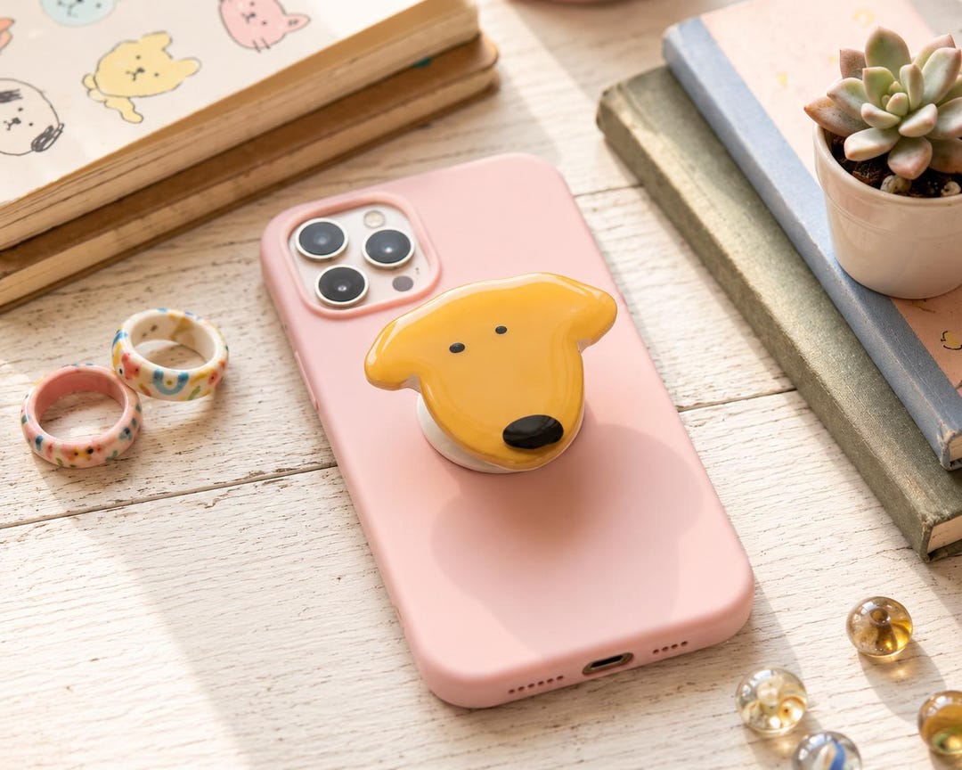 Cartoon Phone Grip, Adhesive Dog Popsocket, Acrylic Kindle Holder ...
