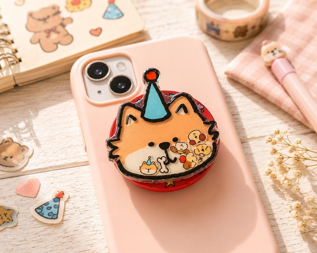 Magnetic Phone Grip, Cartoon Dog Shaker Fidget, Popsocket Kindle Holder ...